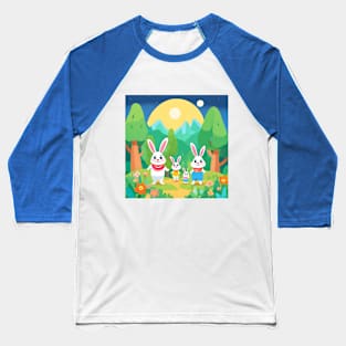 Midnight Bloom Bunnies Baseball T-Shirt